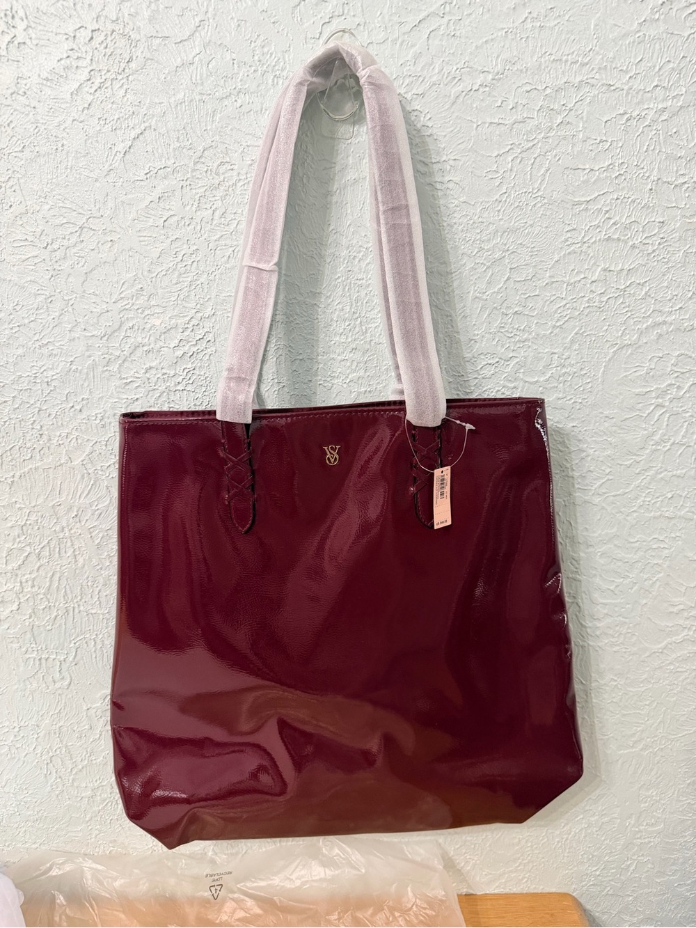 Victoria's Secret Faux Patent Tote in Burgundy Red